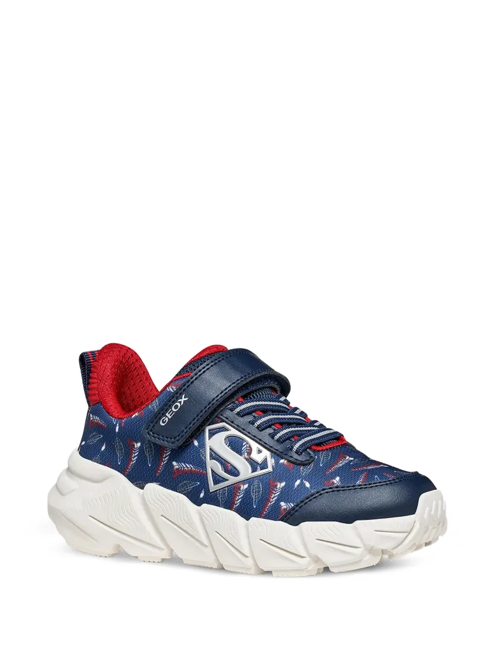 Geox Kids Superman-print touch-strap sneakers - Blu