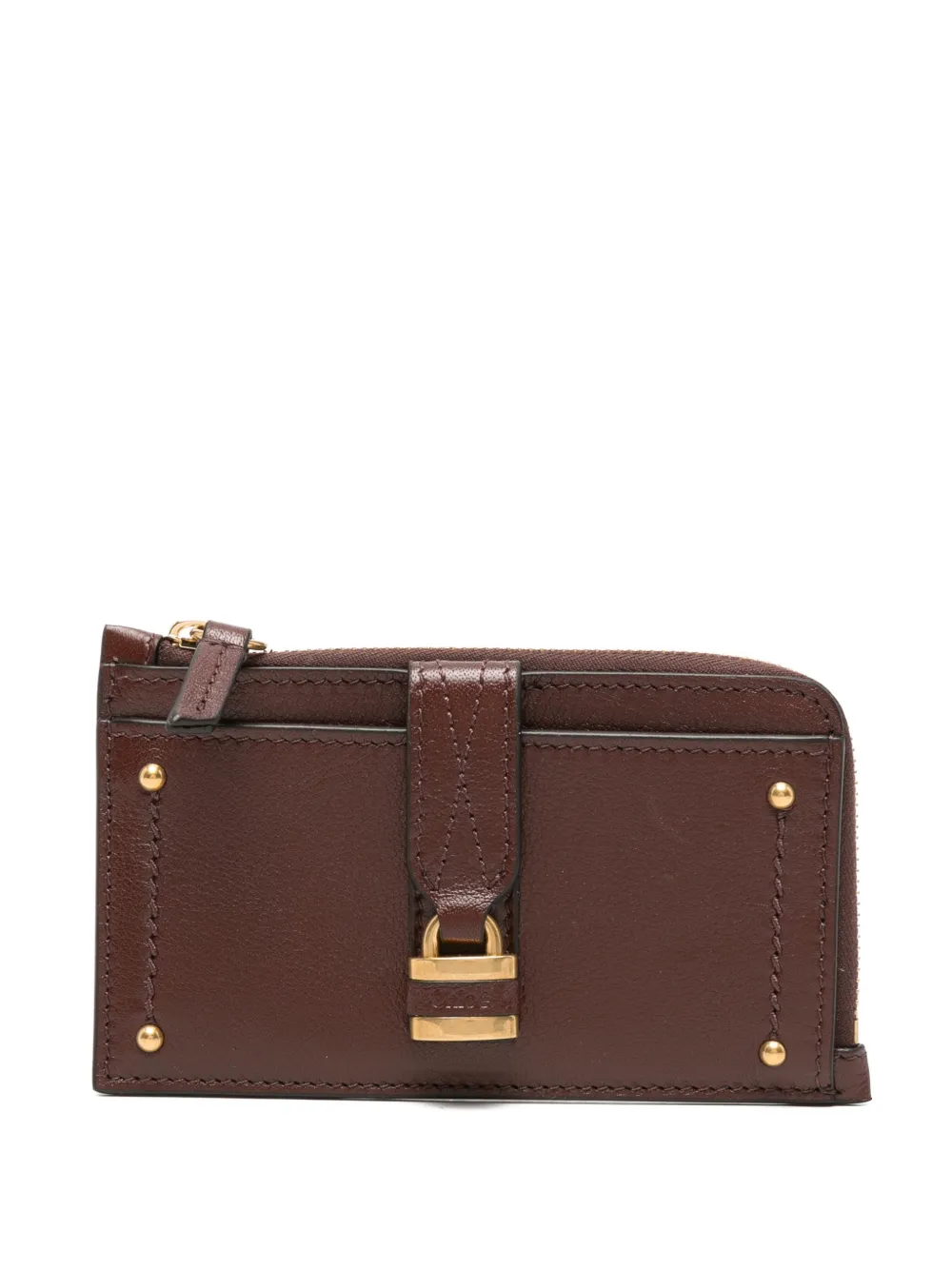Chloé locker-detail strap leather wallet - Marrone