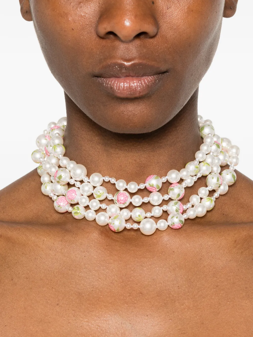  Yvmin Floral Bead Necklace - Neutrals 
