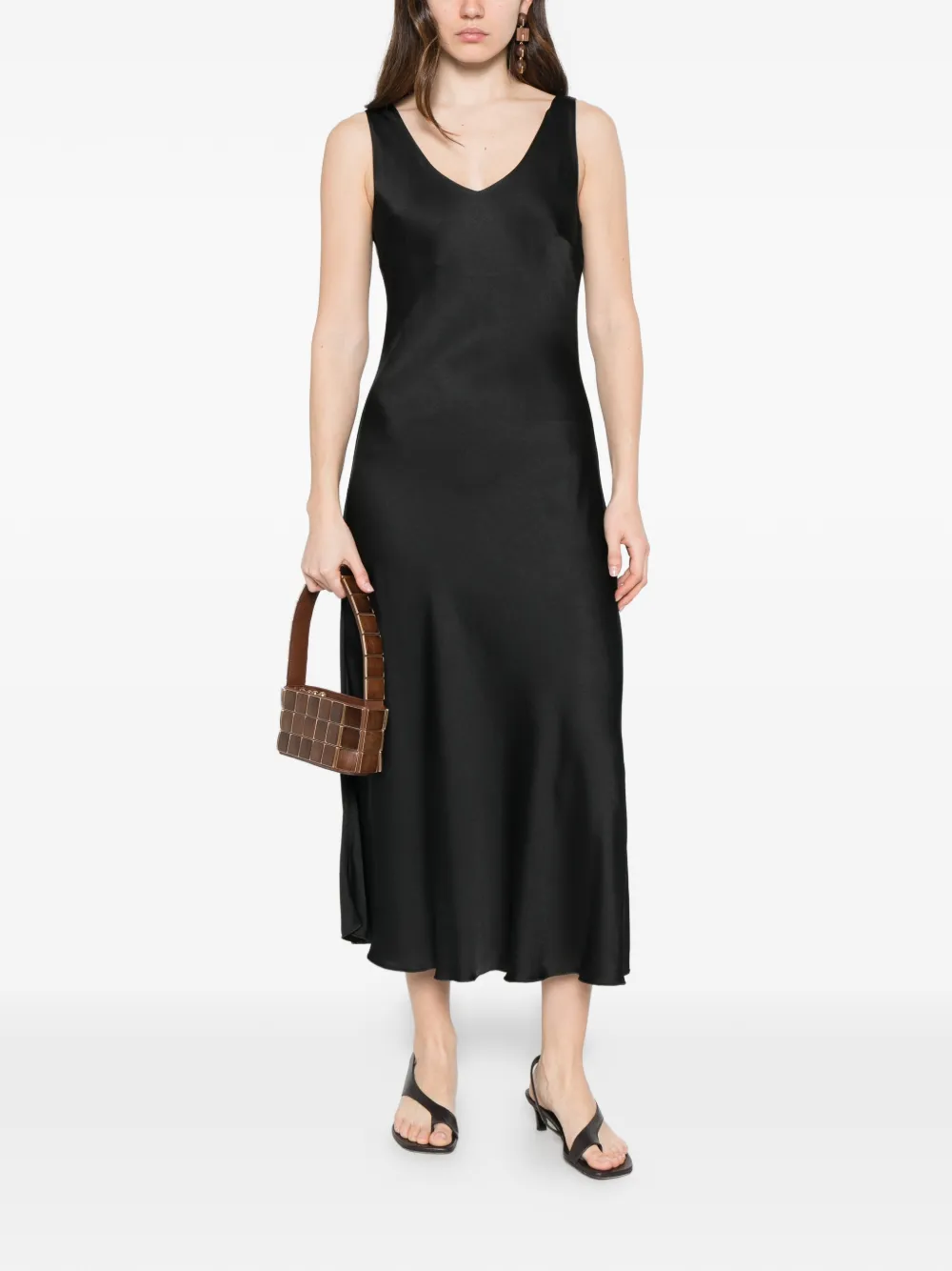 DIXIE Midi-jurk met V-hals Zwart