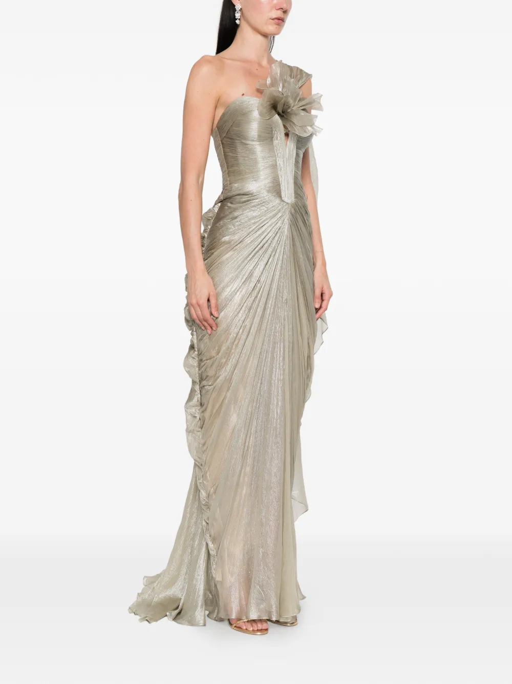 Iris Serban Aria asymmetrische maxi-jurk Grijs