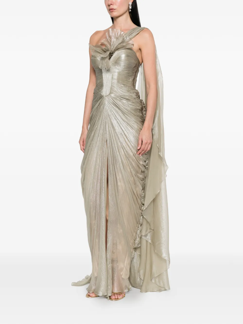 Iris Serban Aria asymmetrische maxi-jurk Grijs