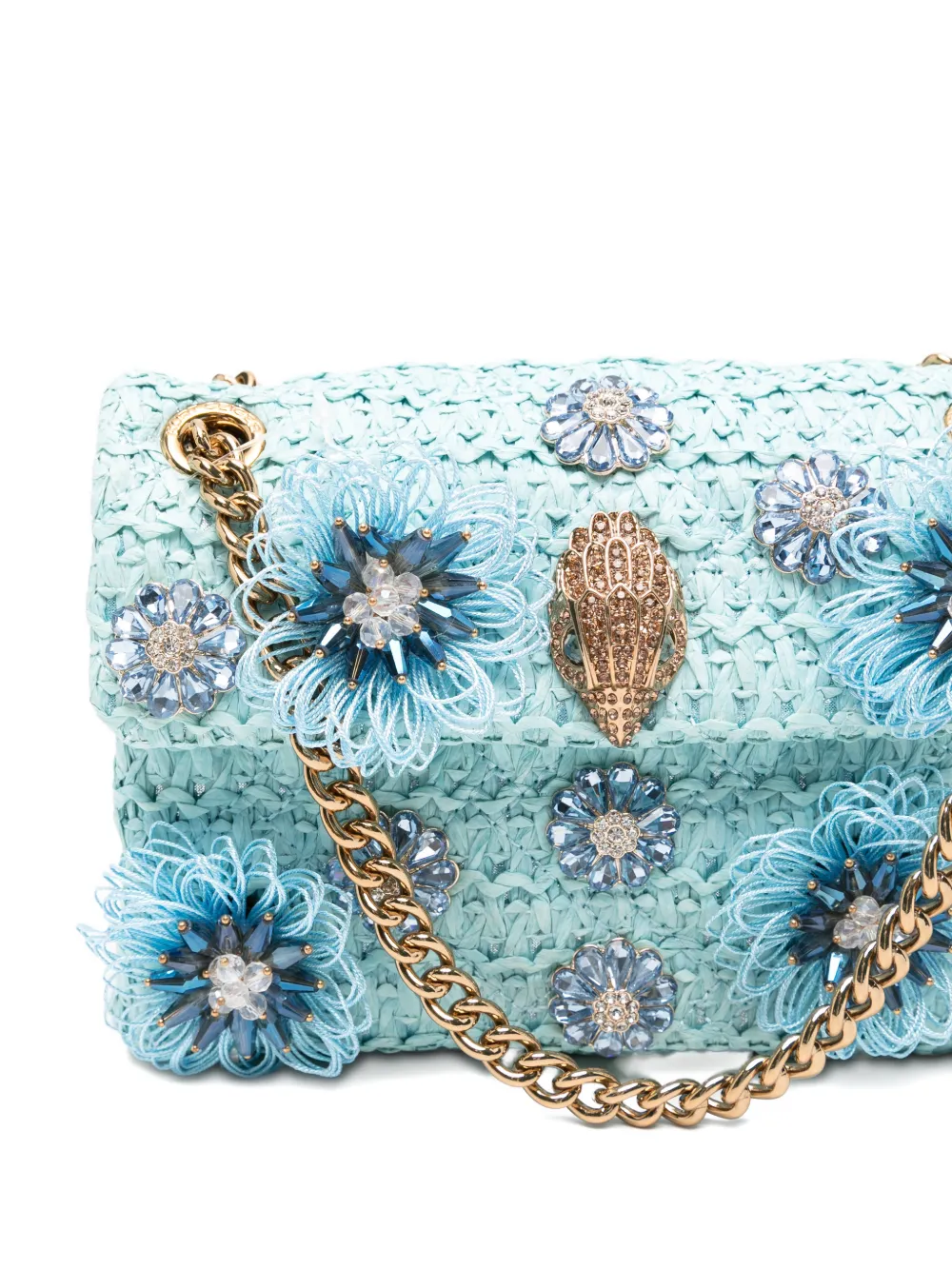 Kurt Geiger London Kensington schoudertas met bloemen-applicatie Blauw
