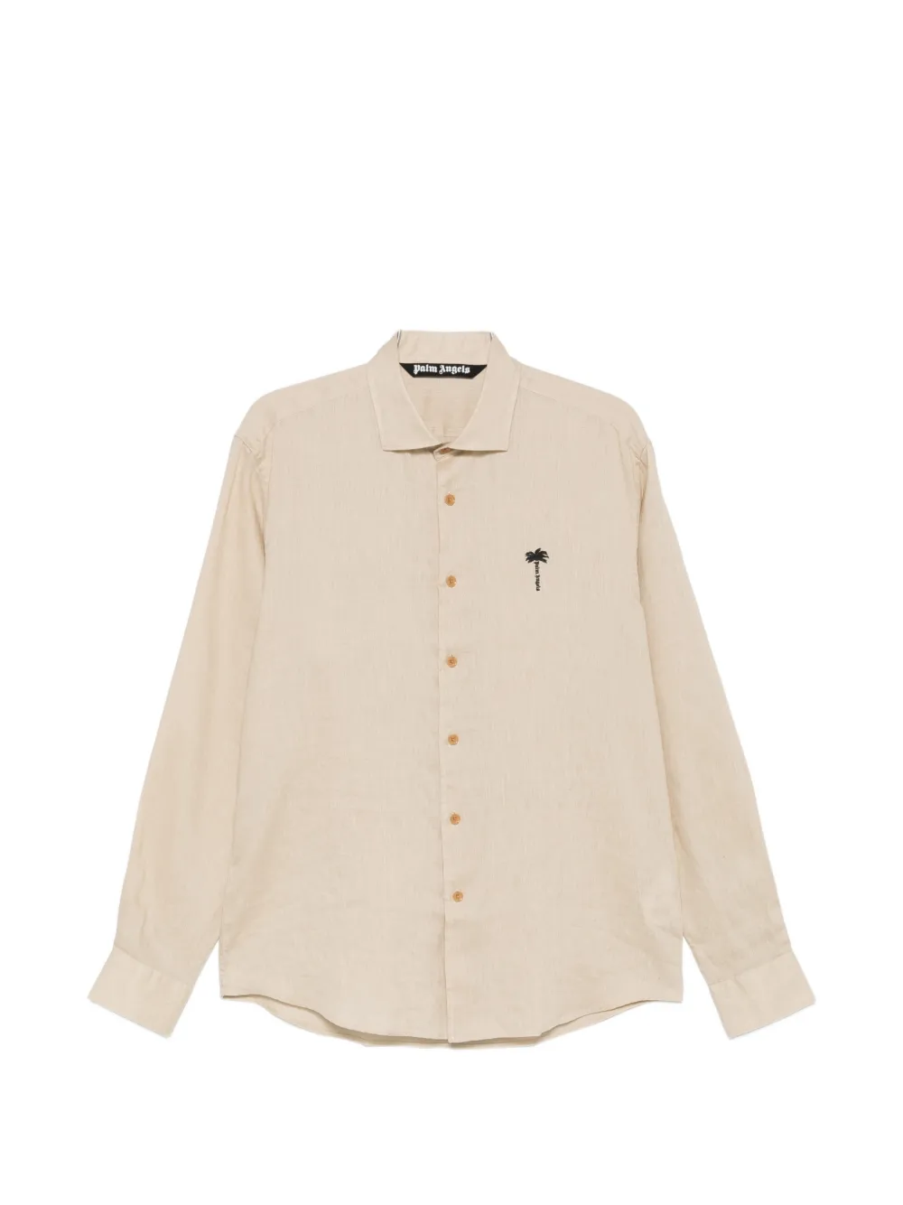 Palm Angels logo-embroidered linen shirt - Nude