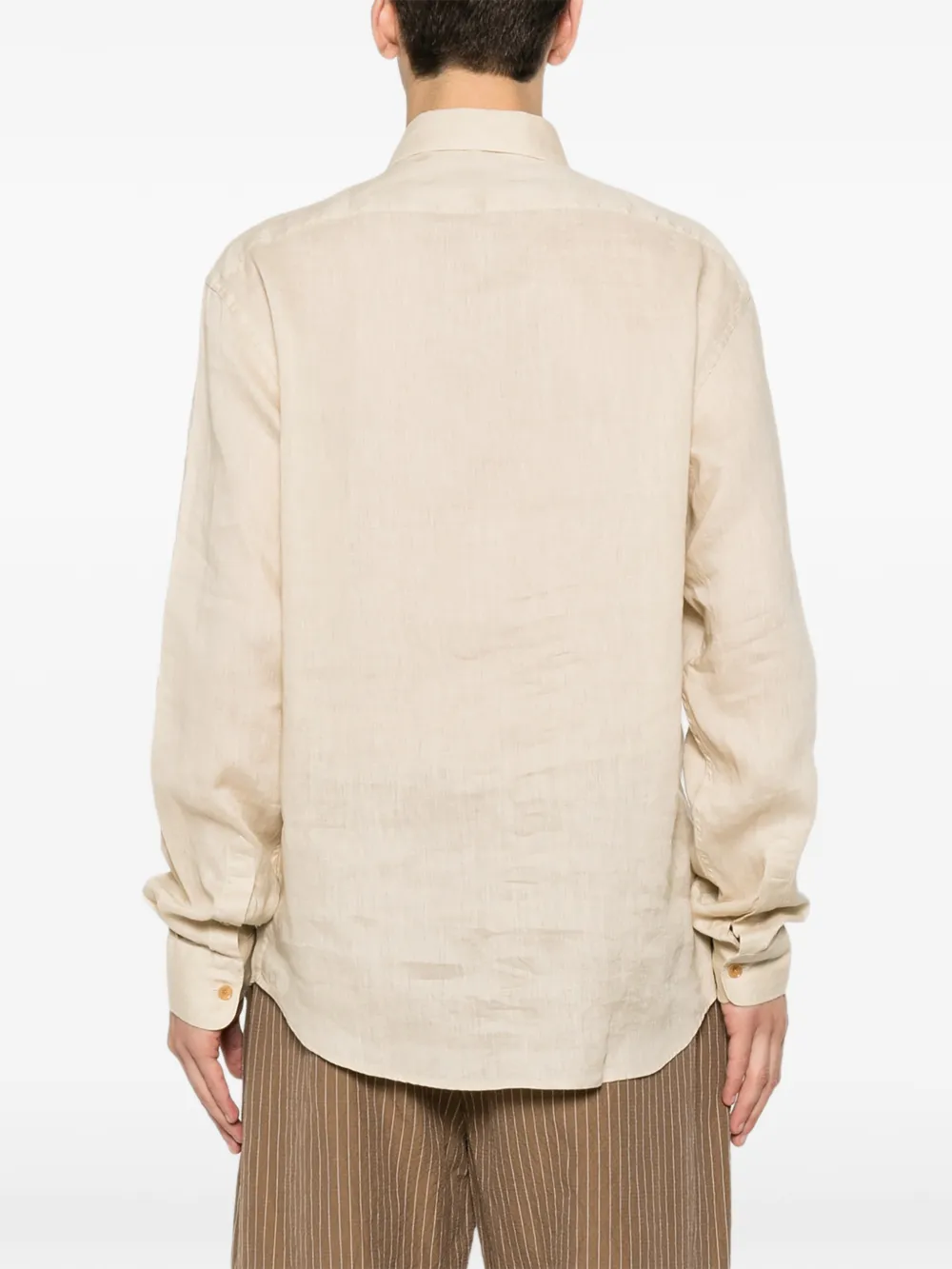 Palm Angels Linnen overhemd met geborduurd logo Beige