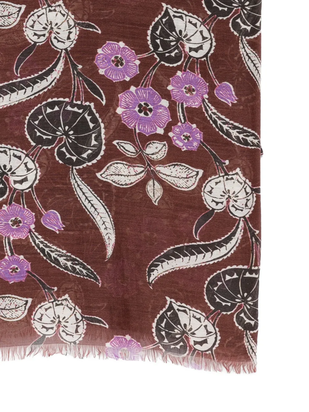  Sgombero Cantine Floral Fringed Scarf - Brown 