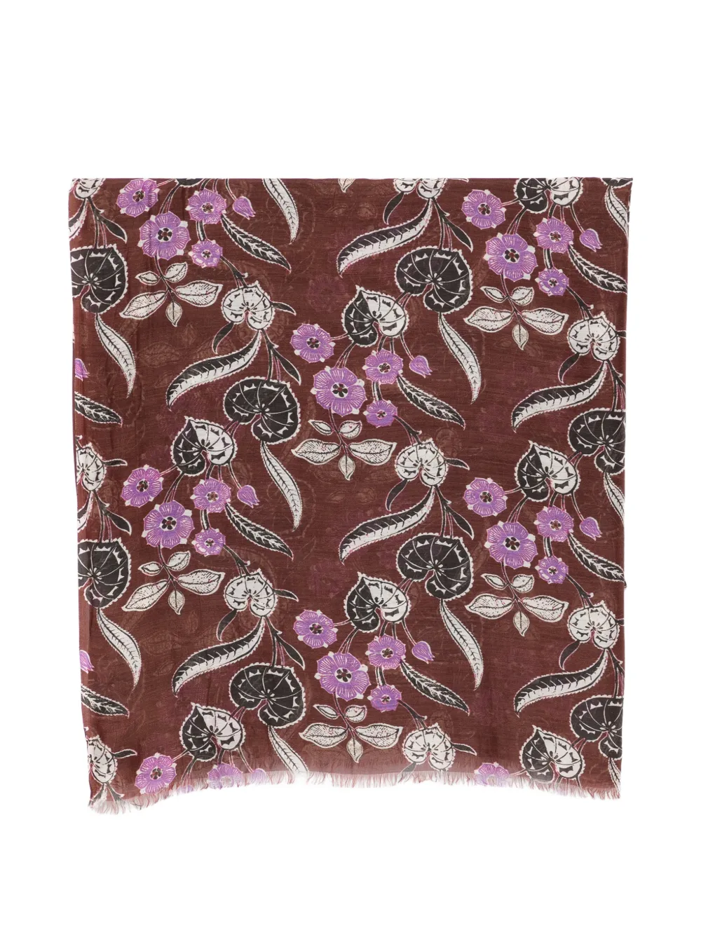 SGOMBERO CANTINE floral fringed scarf - Marrone