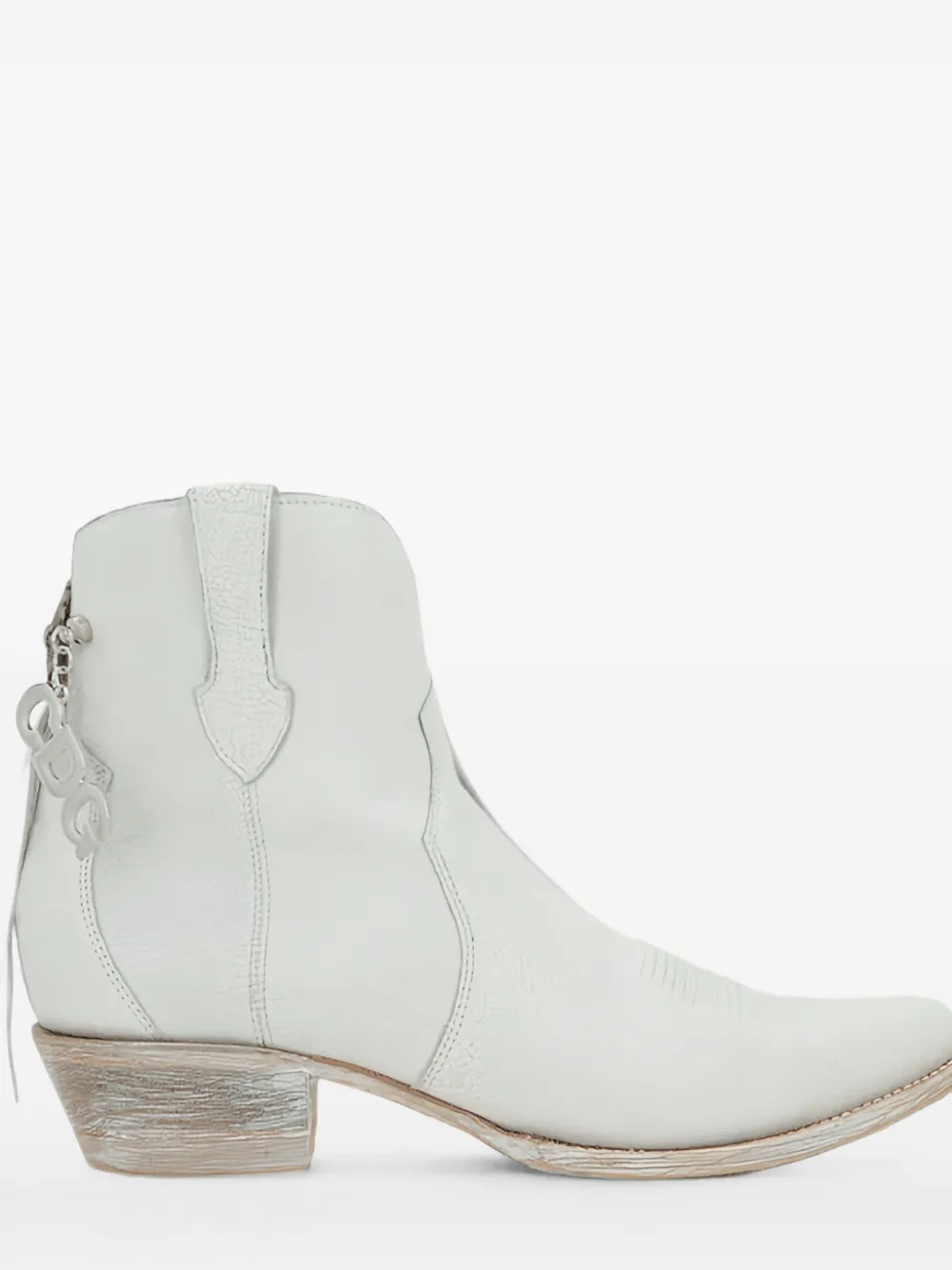 Comme Des Garçons x Mexicana logo-charm pebbled leather ankle boots - Bianco