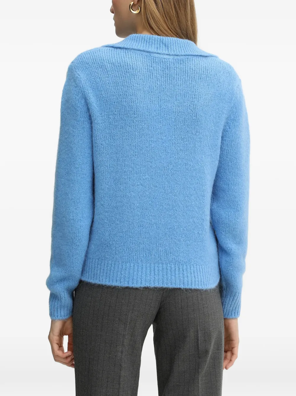 Morgan Trui met polokraag en V-hals Blauw
