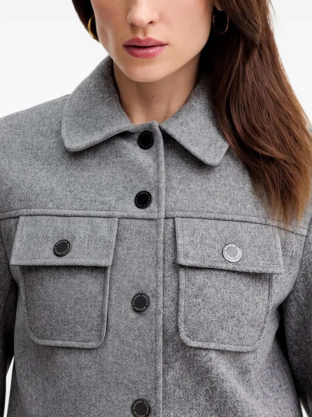 Morgan Buttoned Pocket Crop Jacket In Gray
