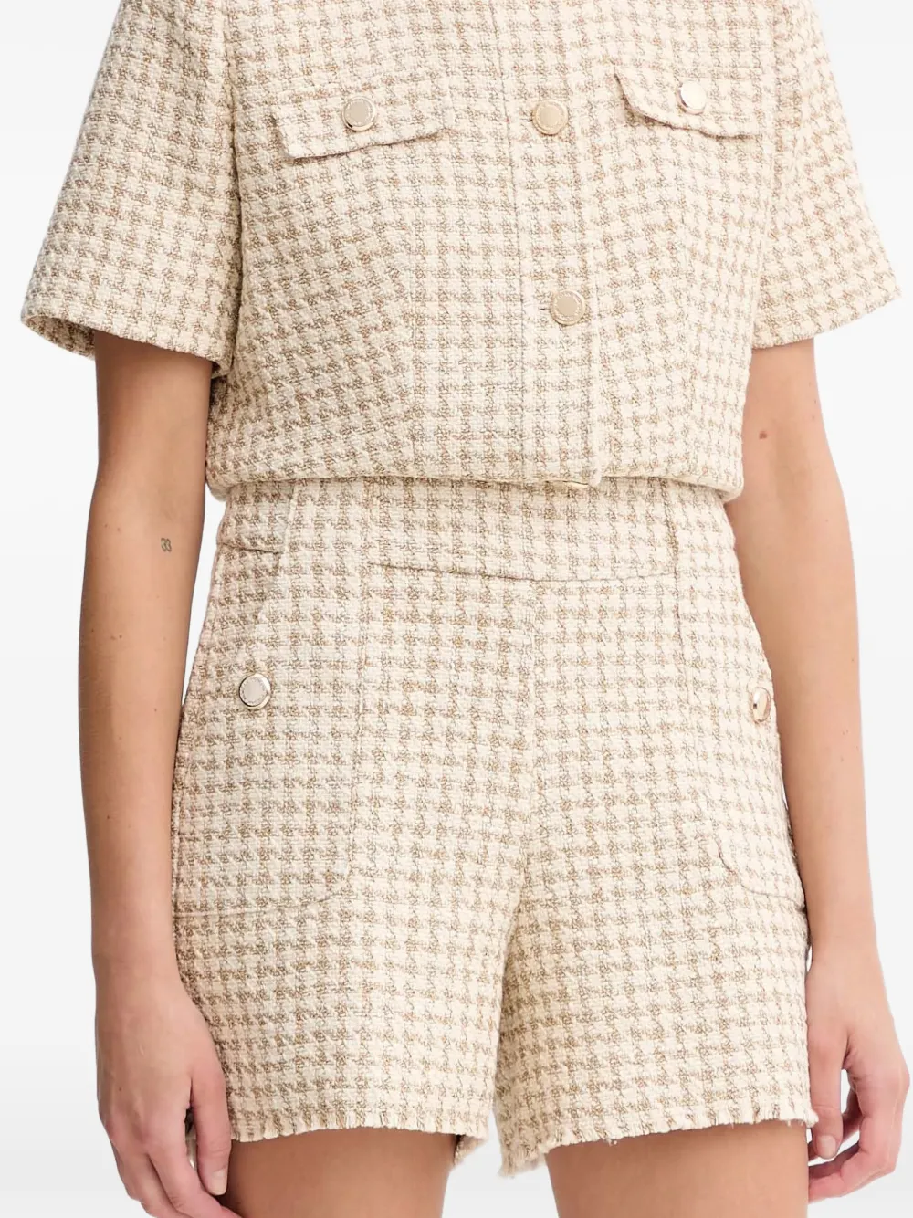Morgan buttoned tweed shorts