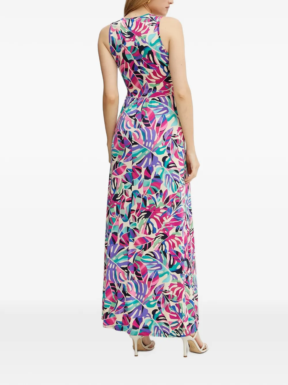 Morgan tropical-print ring-detail maxi dress Beige