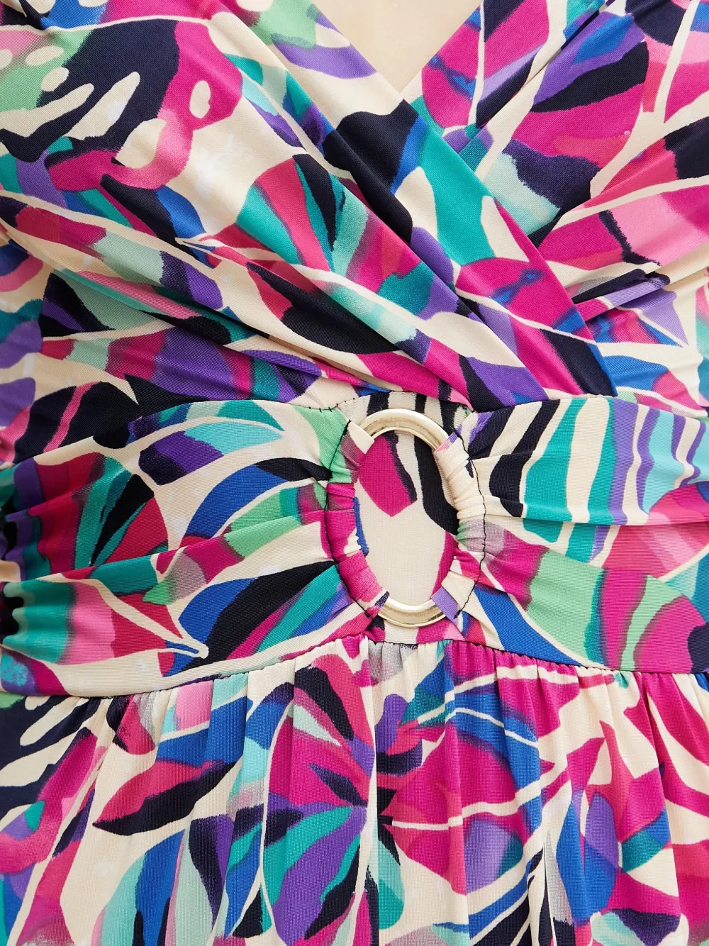 Morgan tropical-print ring-detail maxi dress Beige