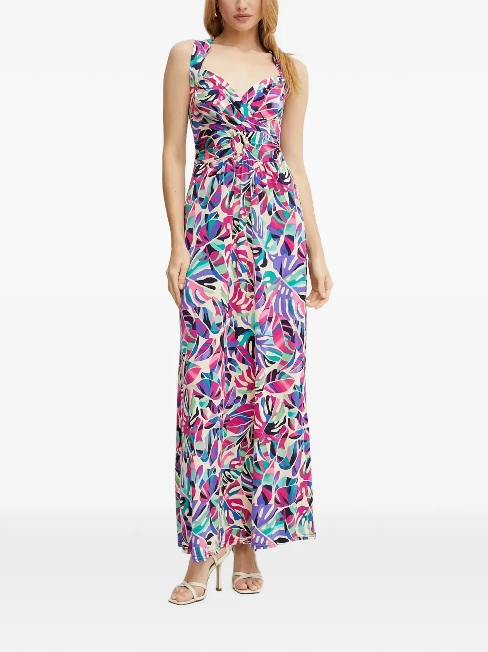 Morgan tropical-print ring-detail maxi dress