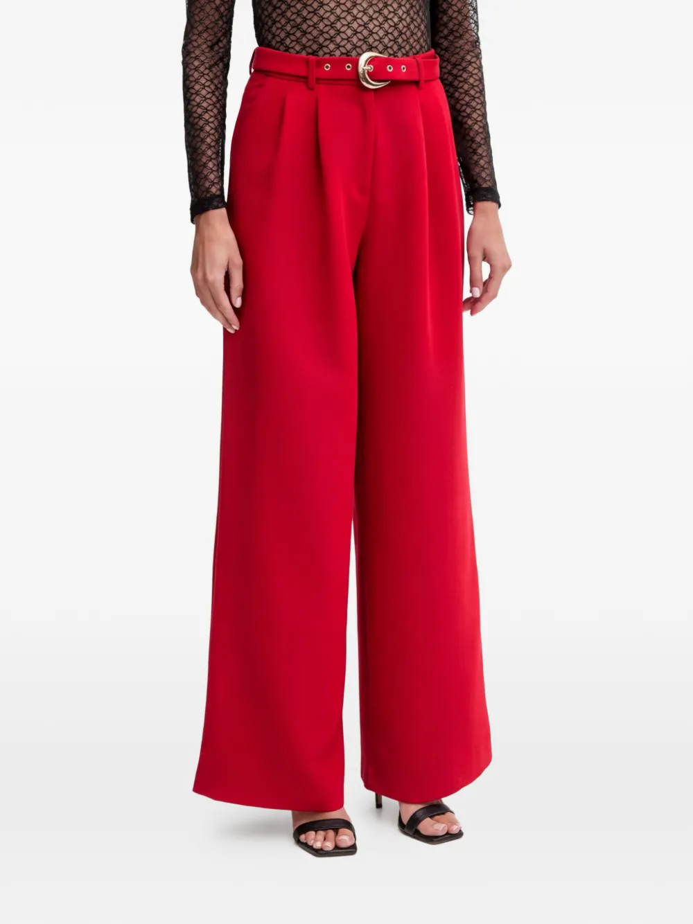 Morgan Pantaloni con cintura e pieghe - Rosso