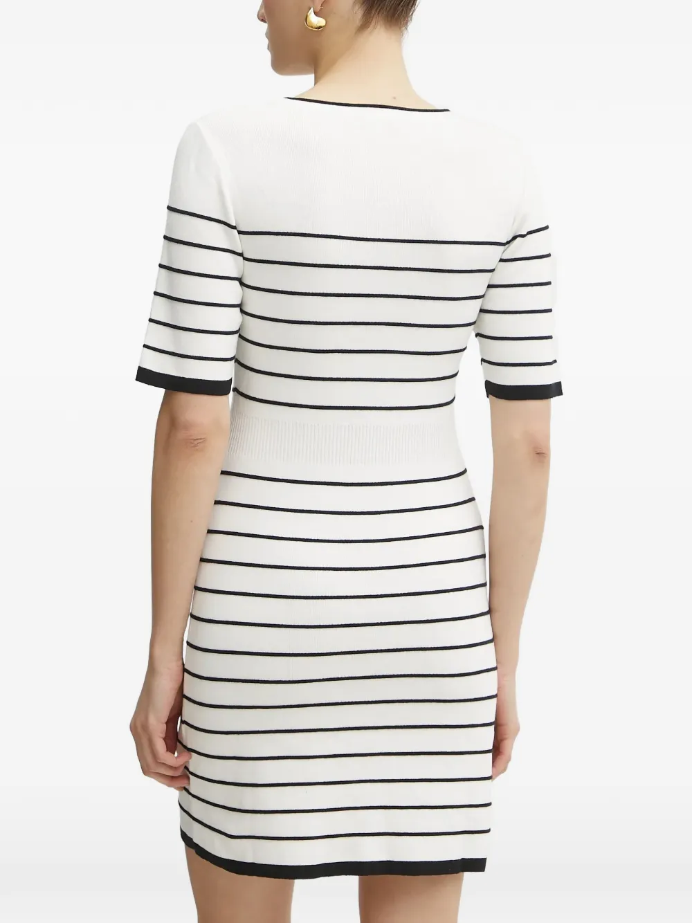 Morgan Gestreepte mini-jurk met knopen Wit