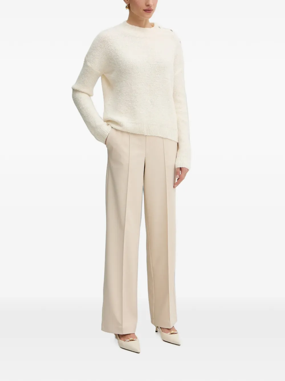 Morgan Button-detail Sweater In Neutrals