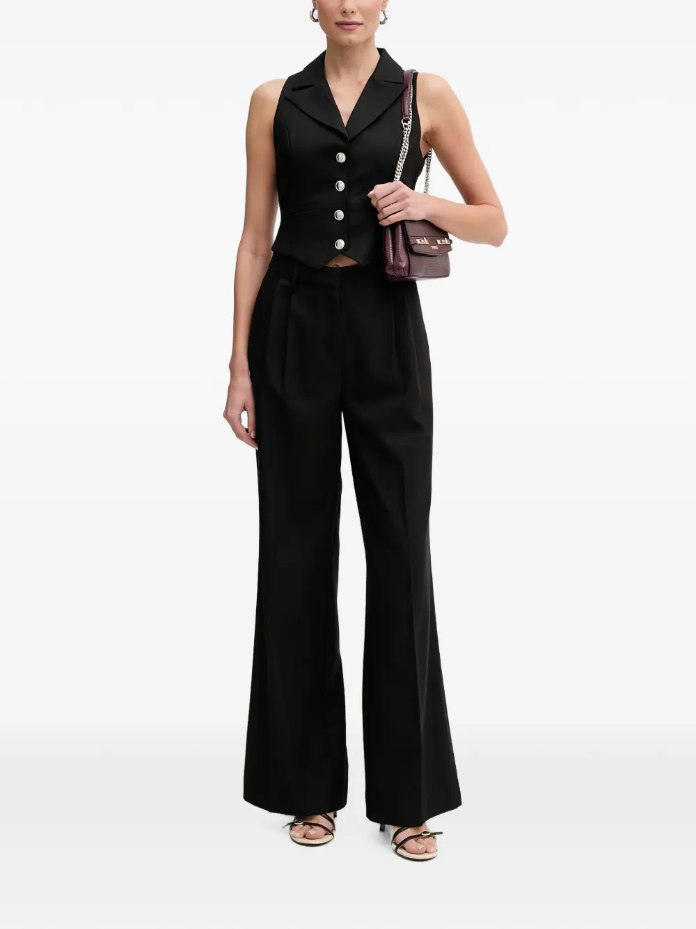 Morgan Mouwloos gilet met knopen Zwart