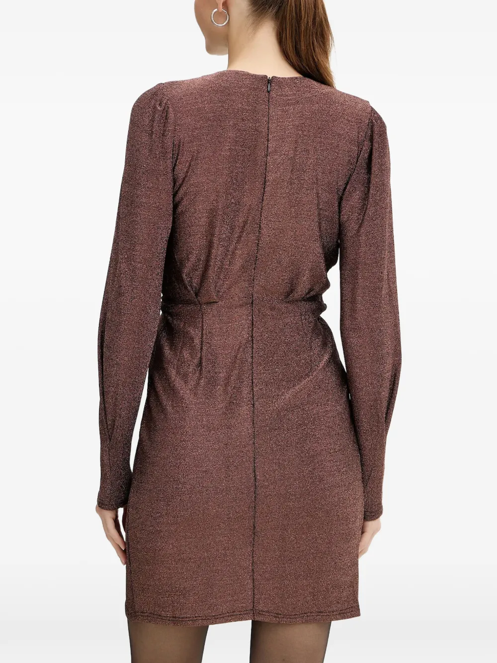 Morgan Rnino mini-jurk met metallic-effect en wikkel-stijl Bruin