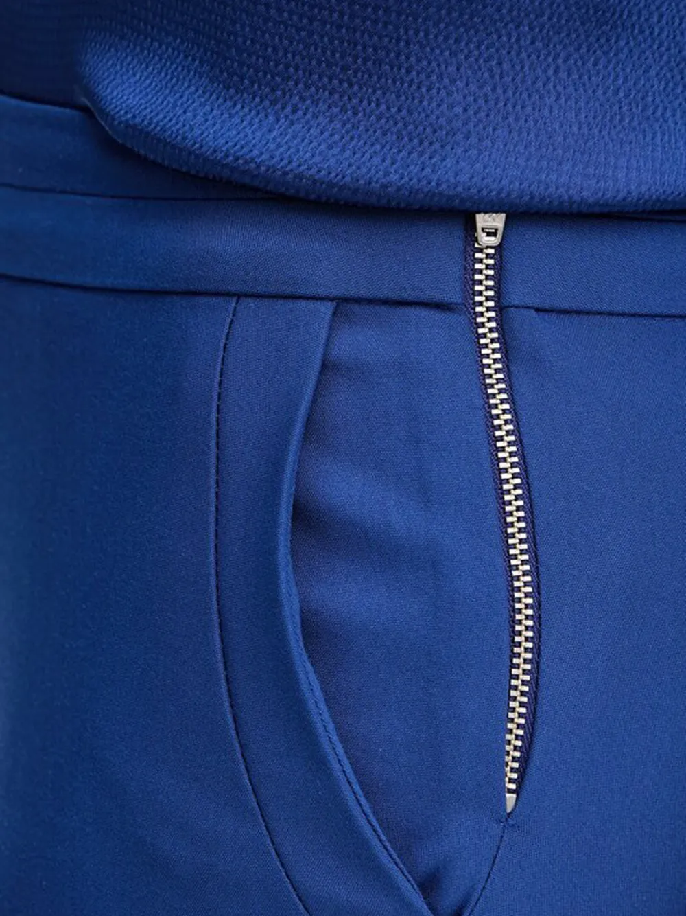 Morgan Broek met rits aan de zijkant Blauw