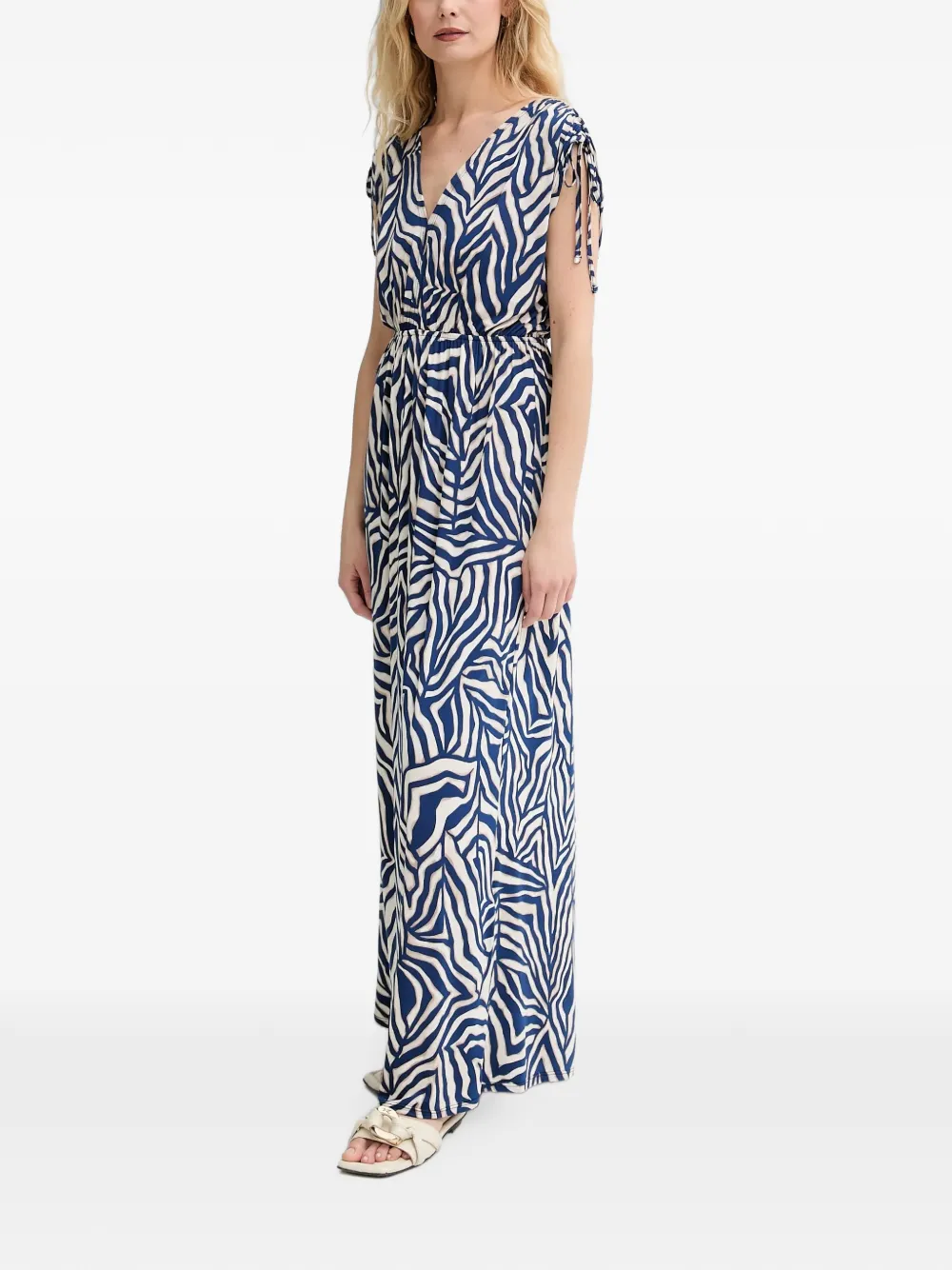 Morgan zebra-print V-neck maxi dress Blauw