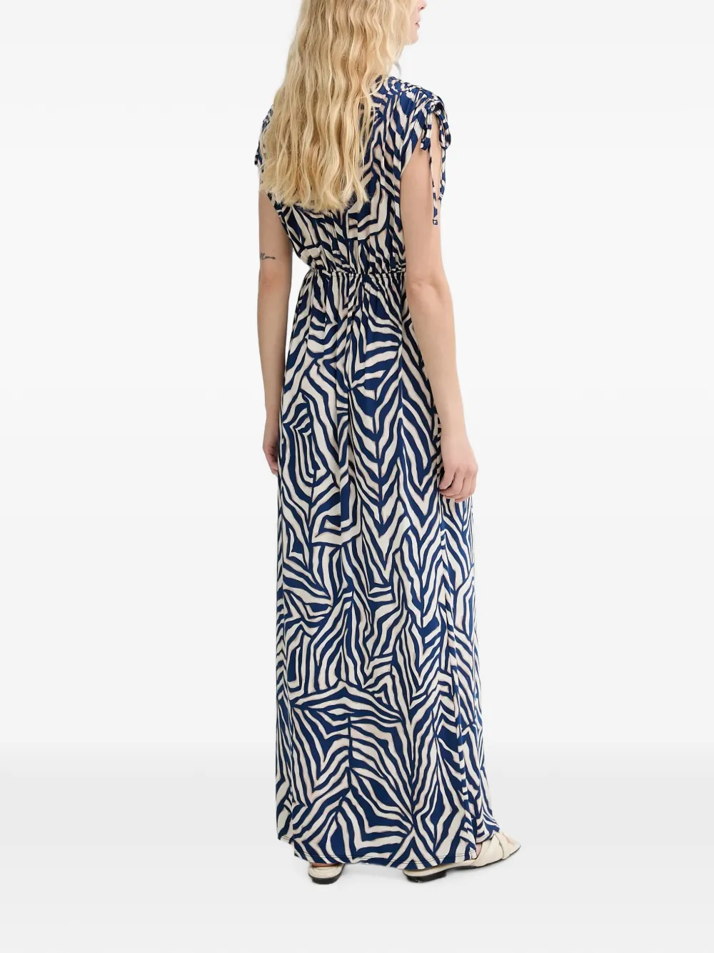 Morgan zebra-print V-neck maxi dress Blauw