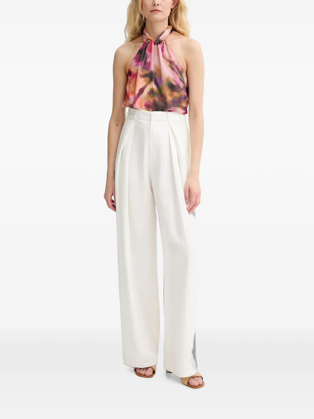 Morgan tie-neck top Roze