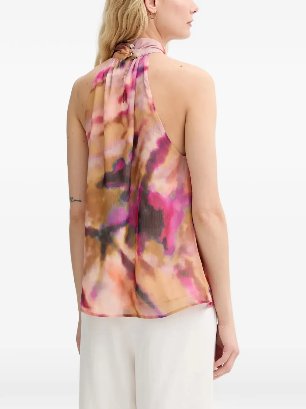Morgan tie-neck top Roze