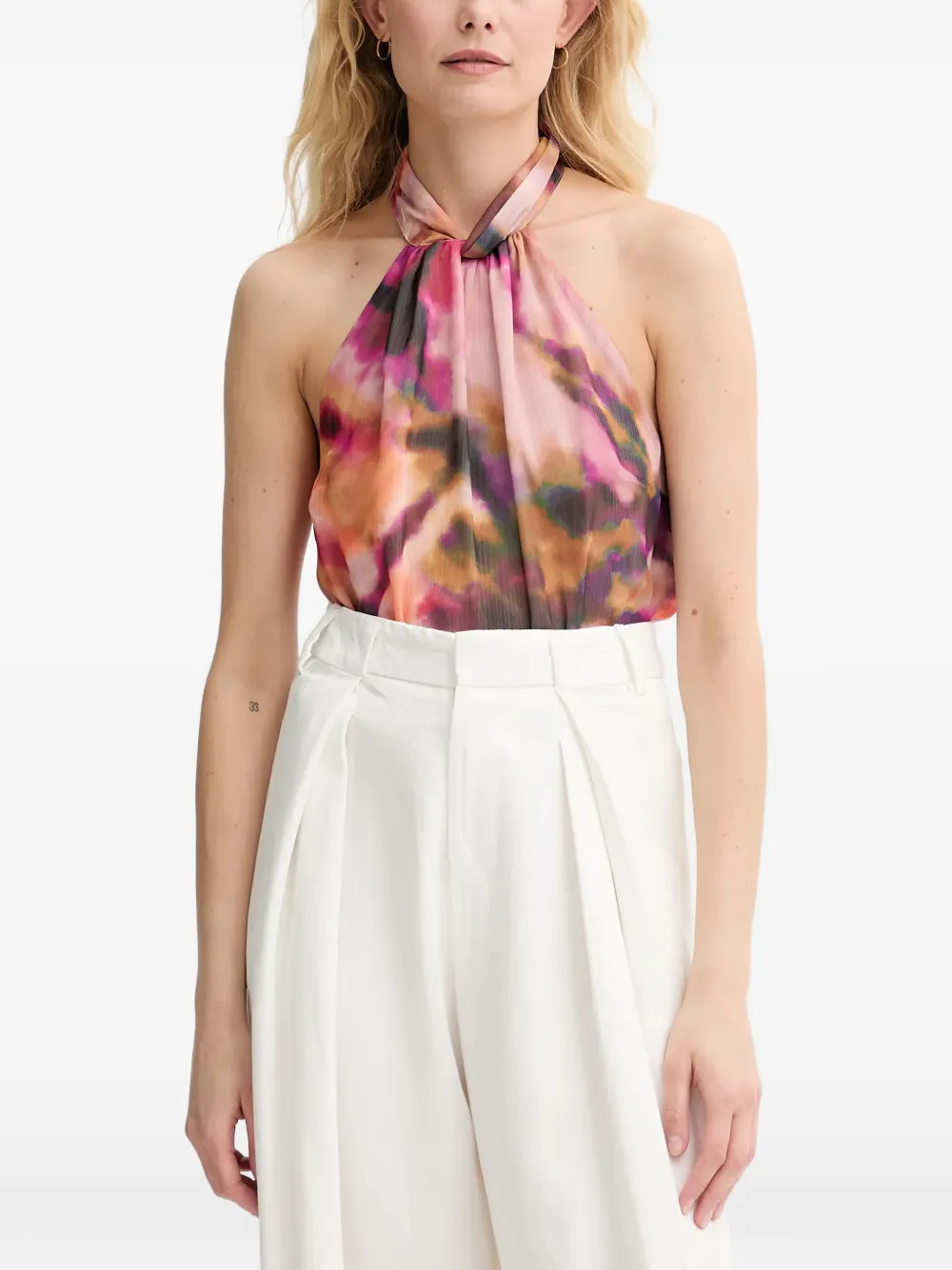 Morgan tie-neck top - Rosa