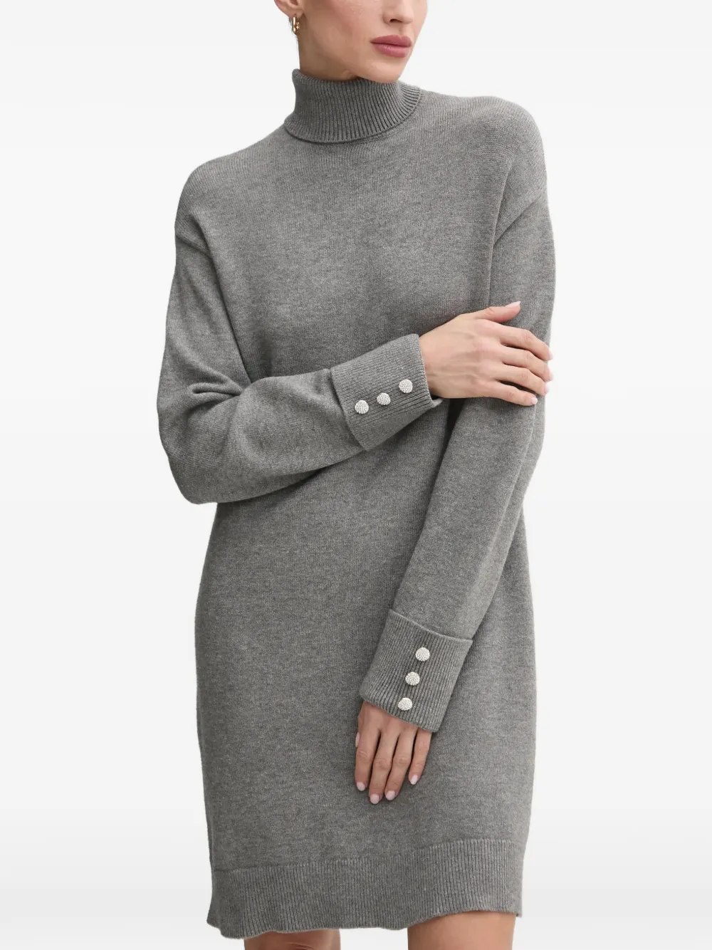 Morgan embellished-cuff roll-neck mini dress