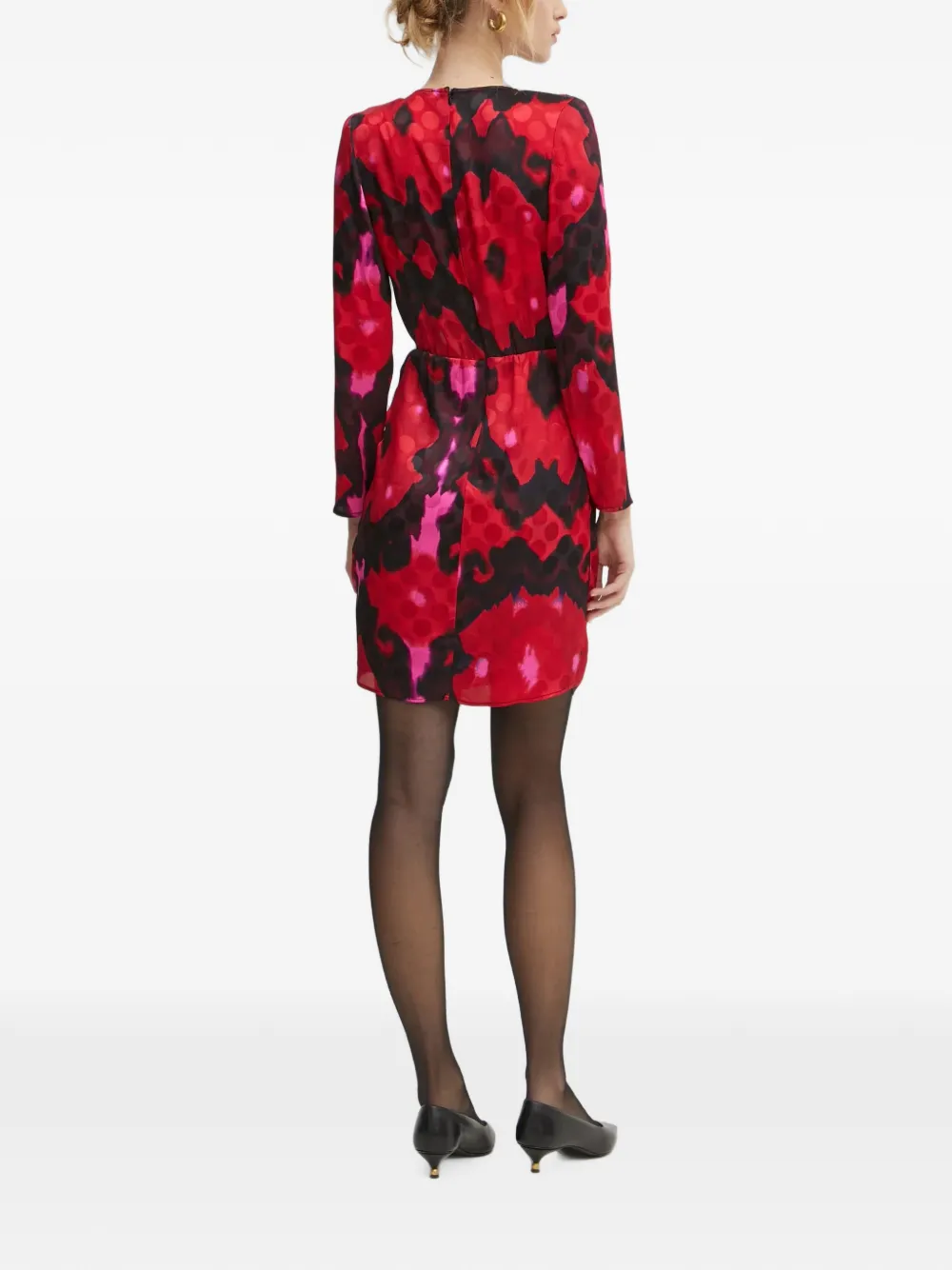 Morgan Patterned Wrap Mini Dress In Red