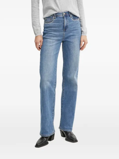 Morgan stud-embellished stonewashed jeans
