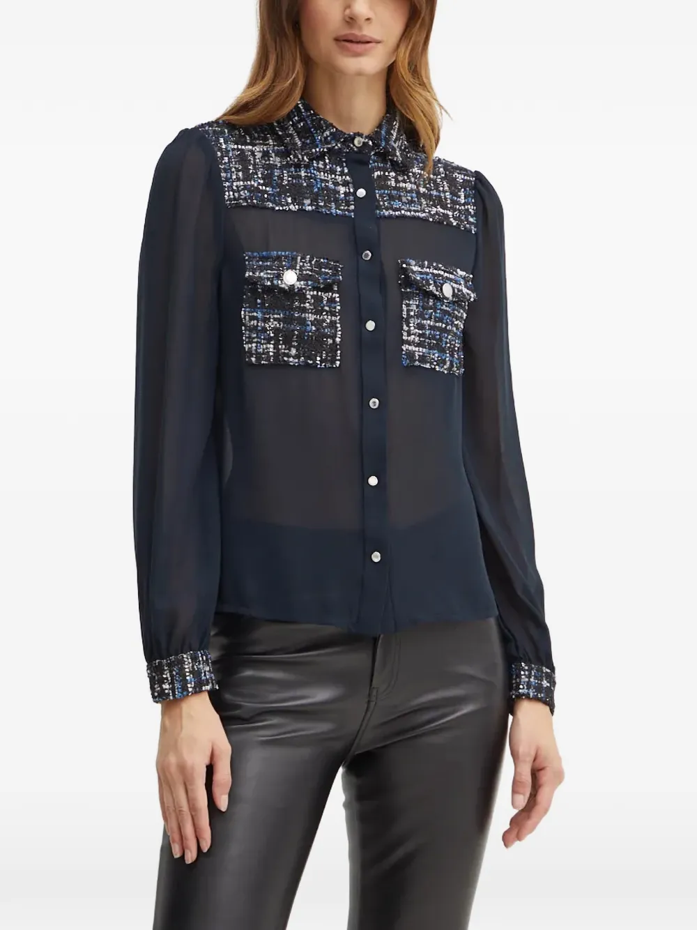 Morgan buttoned chest-pocket shirt