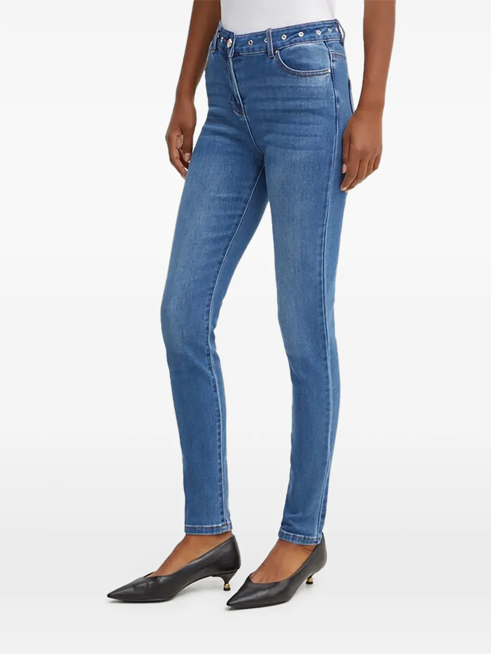 Morgan Eyelet-embellishment Jeans In Blue