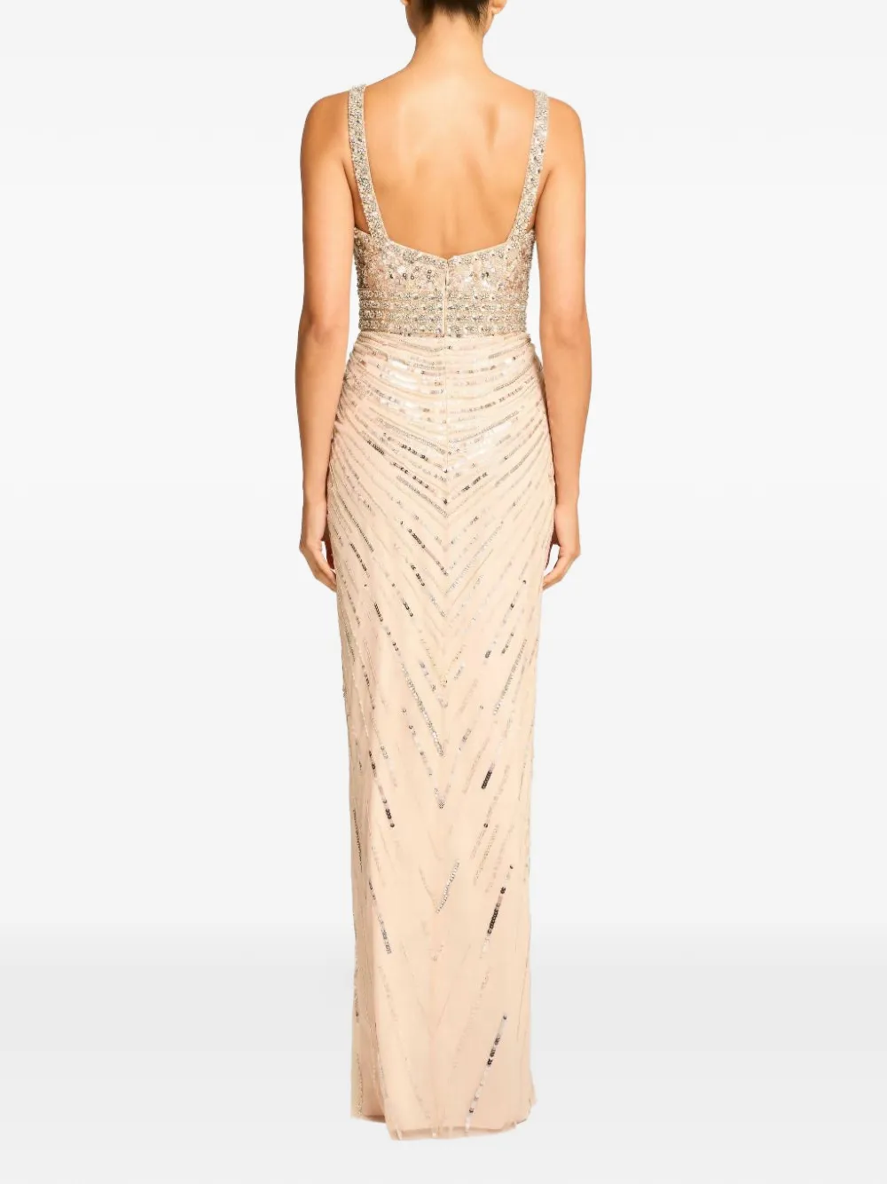  Jenny Packham Sequin Crystal Embroidered Dress - Neutrals 