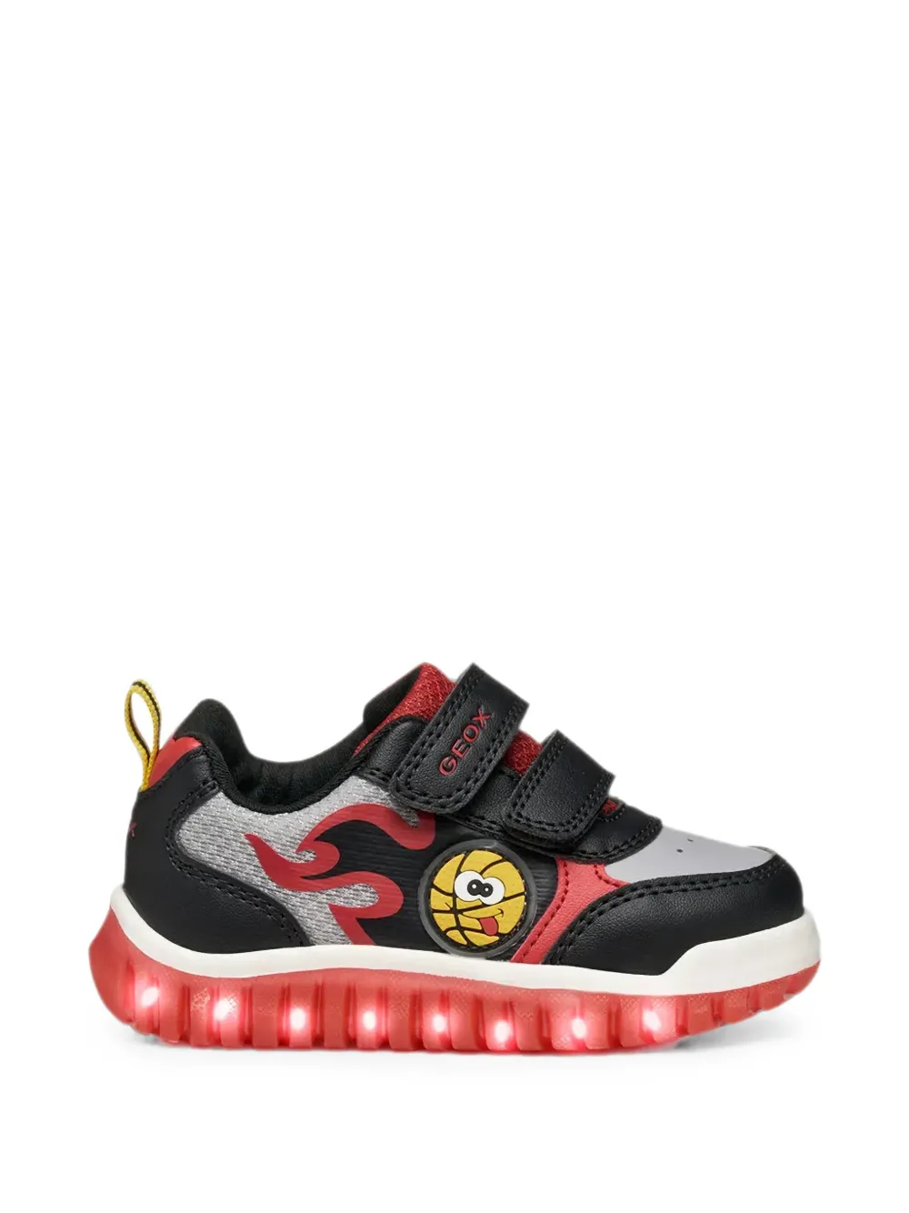 Geox Kids Lightyloo touch-strap flame-print sneakers Zwart