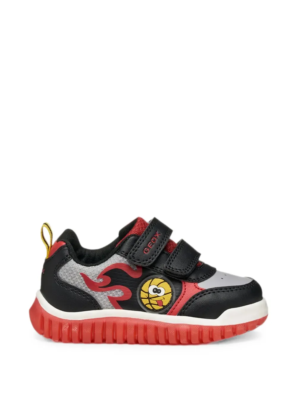 Geox Kids Lightyloo touch-strap flame-print sneakers Zwart
