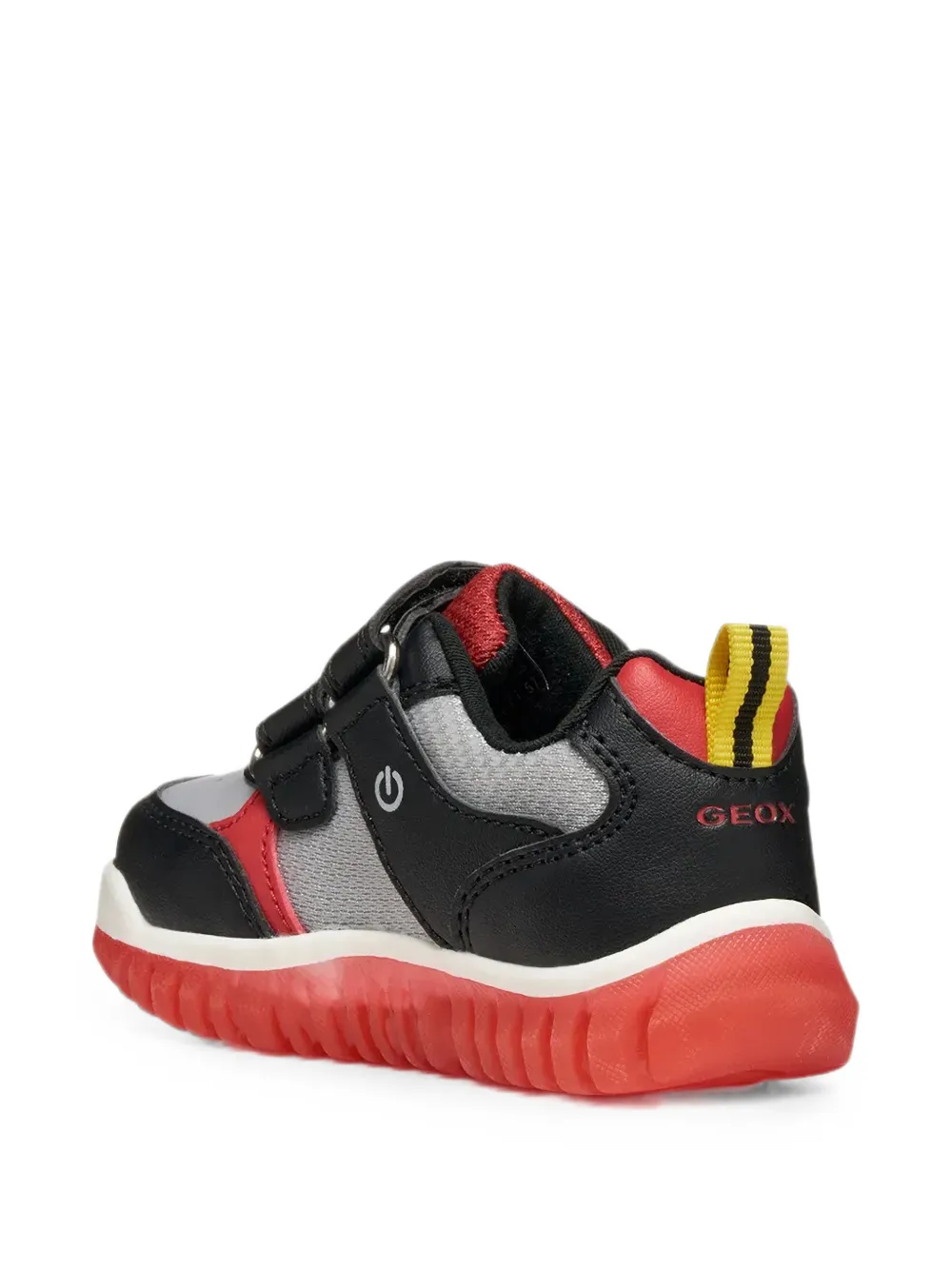 Geox Kids Lightyloo touch-strap flame-print sneakers Zwart