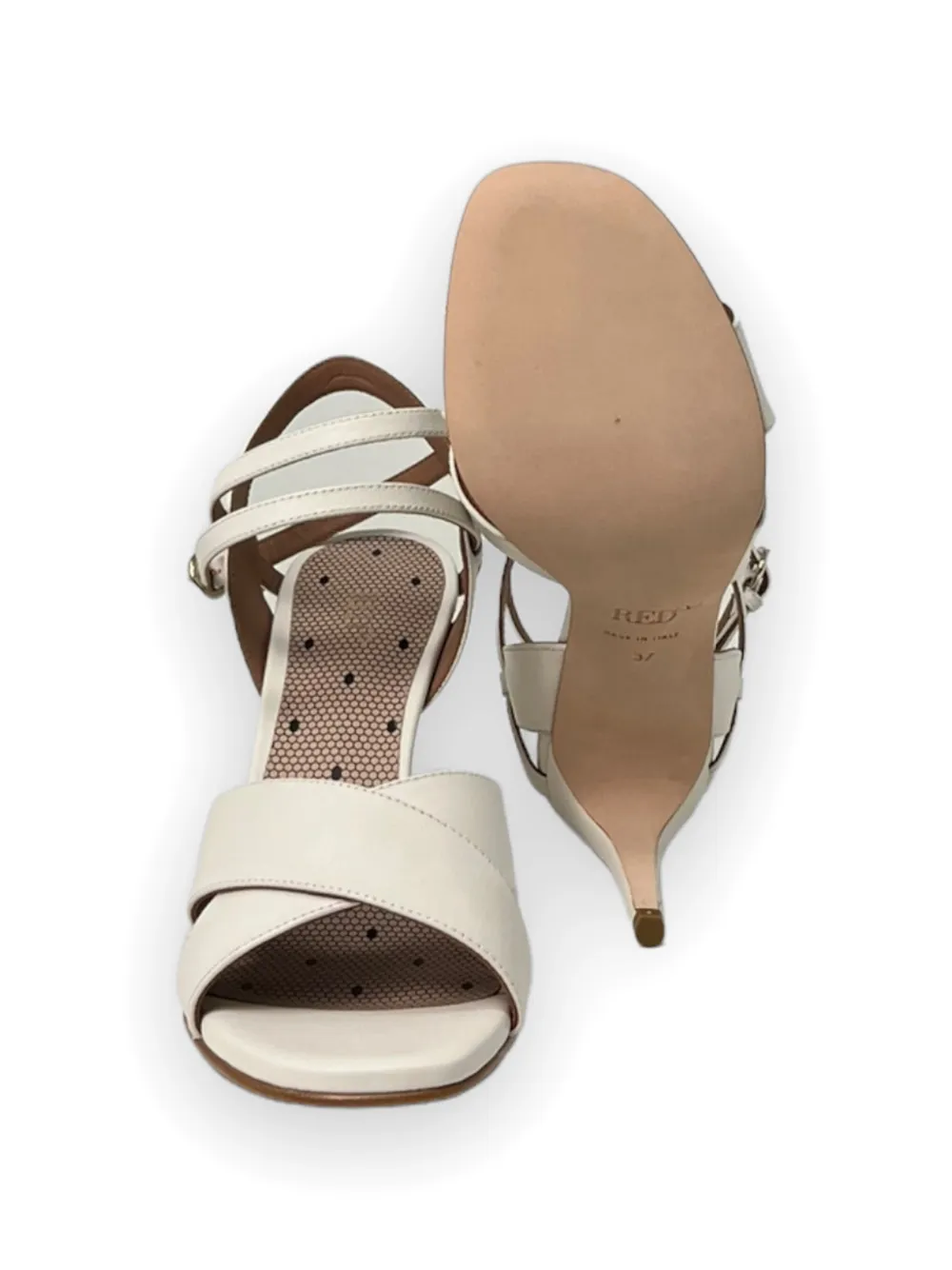 RED(V) criss-cross strap sandals Beige