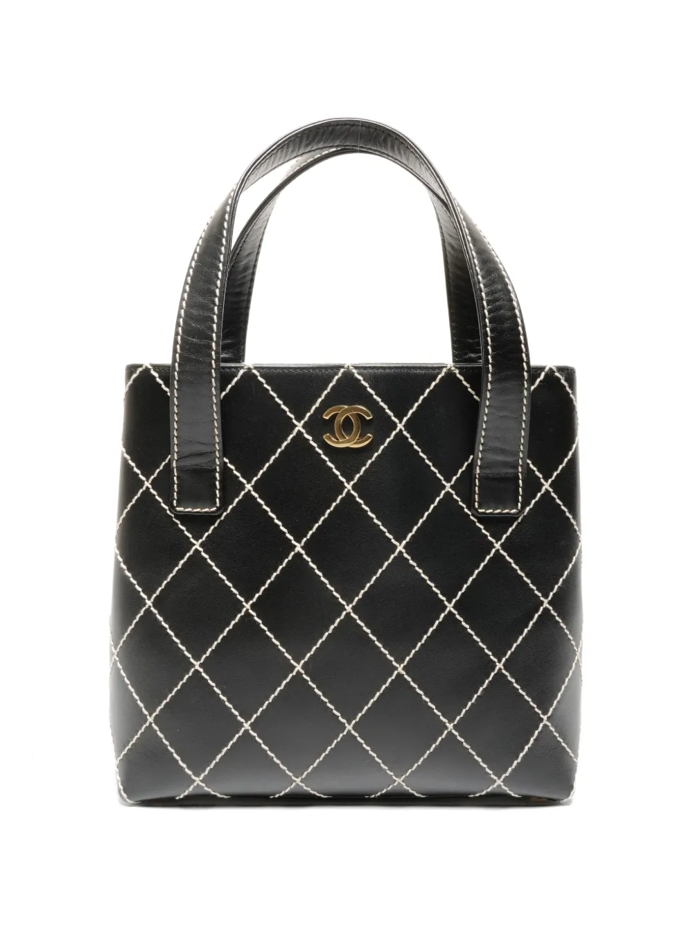 CHANEL Pre-Owned 2001-2002 stitch leather tote bag - Black