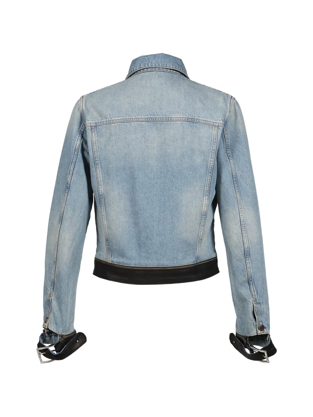 EGONlab. Denim jack met leren bandje Blauw