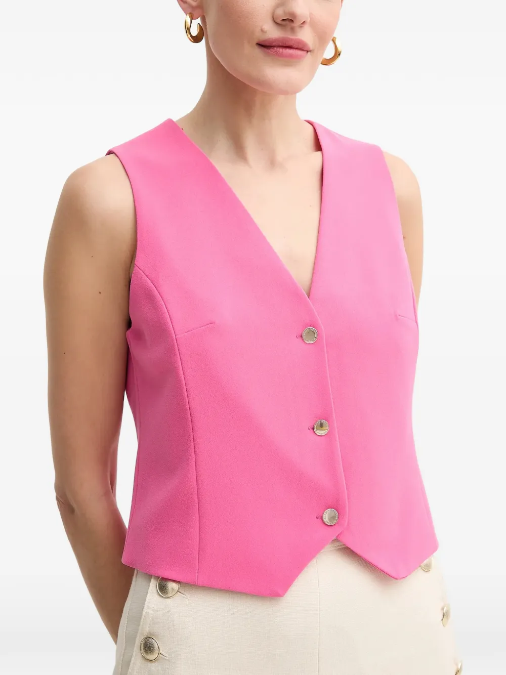 Morgan button-up V-neck waistcoat Roze