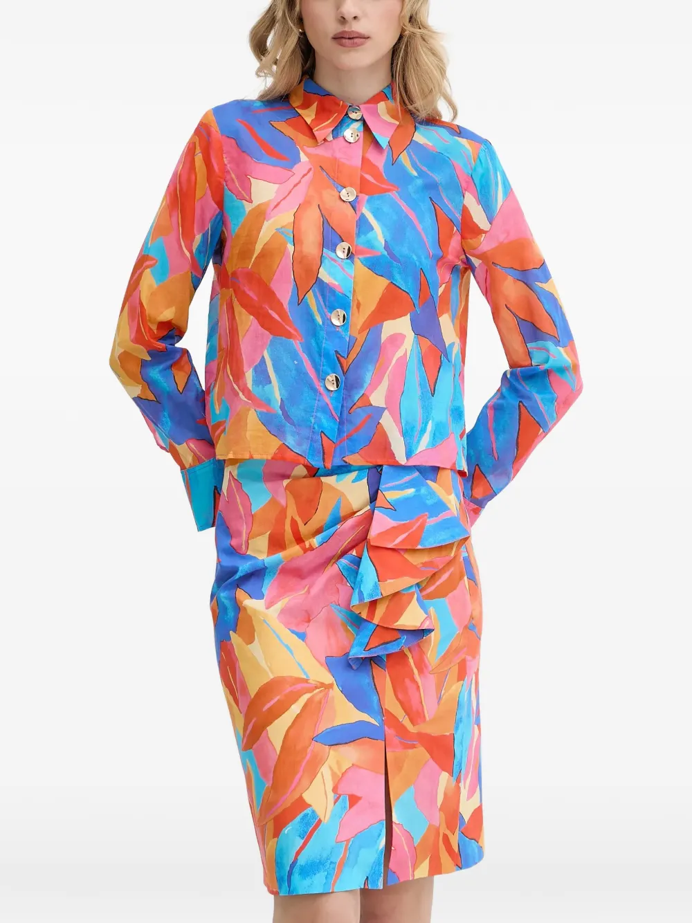 Morgan Hemd mit Blatt-Print - Blau
