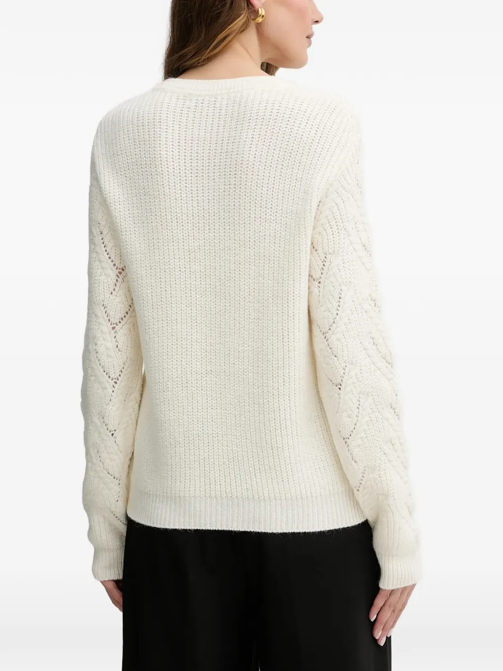 Morgan Long-sleeve Openwork Sweater In Neutrals