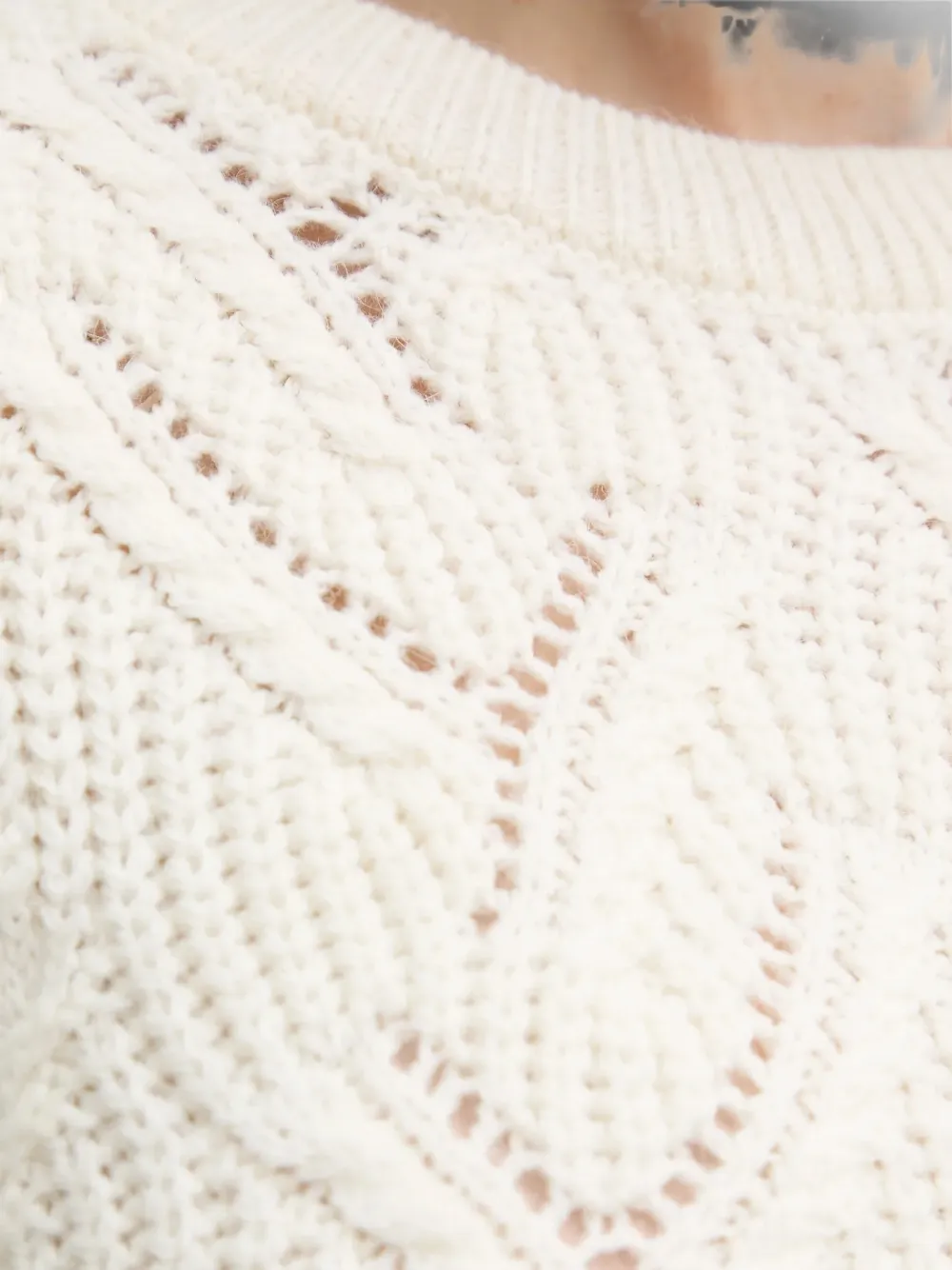 Morgan Long-sleeve Openwork Sweater In Neutrals