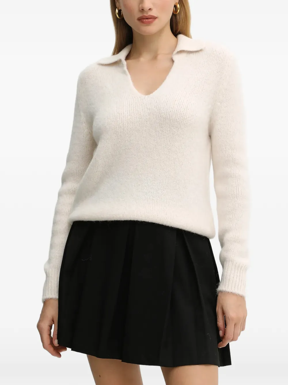 Morgan Maglione in maglia con colletto aperto - Toni neutri