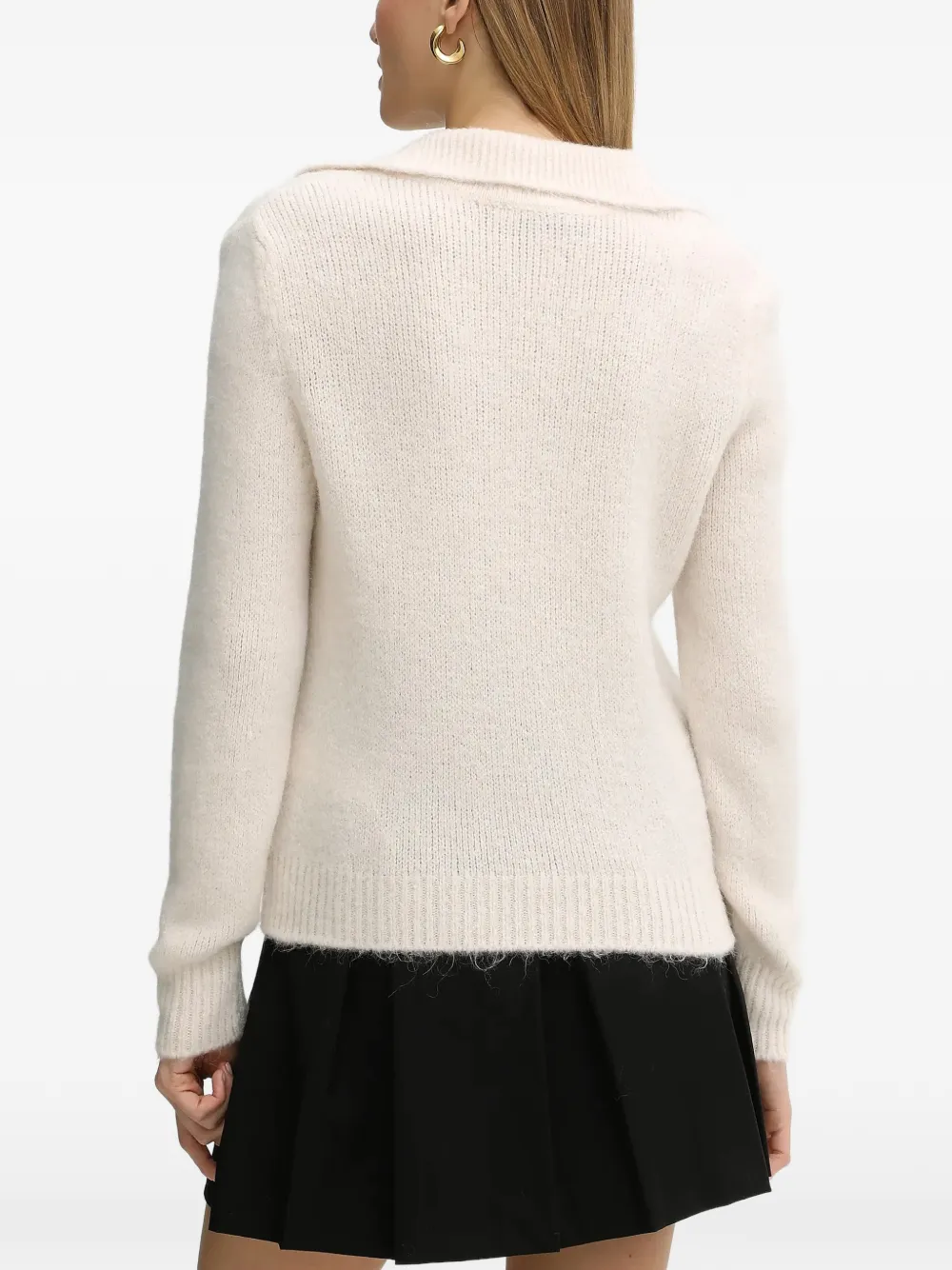 Morgan open-collar knitted sweater Beige