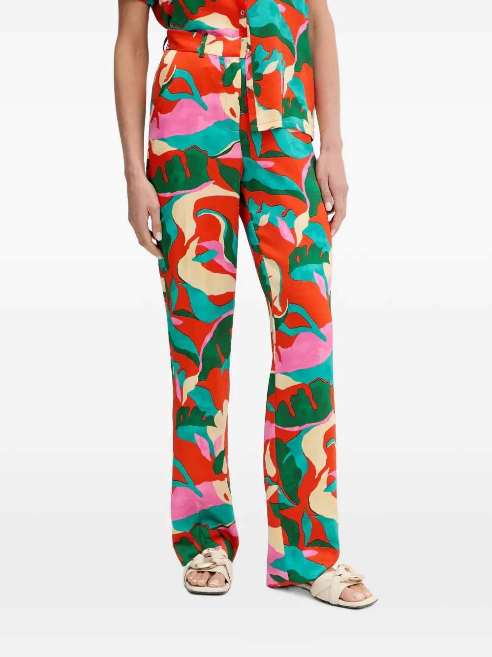 Morgan Broek met bloemenprint Rood