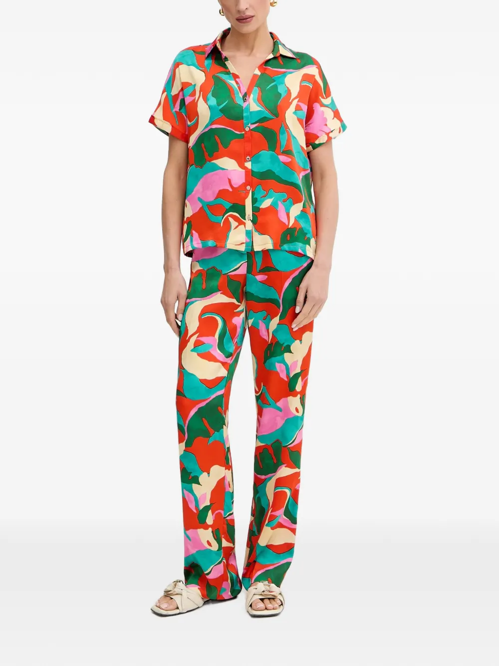 Morgan Broek met bloemenprint Rood