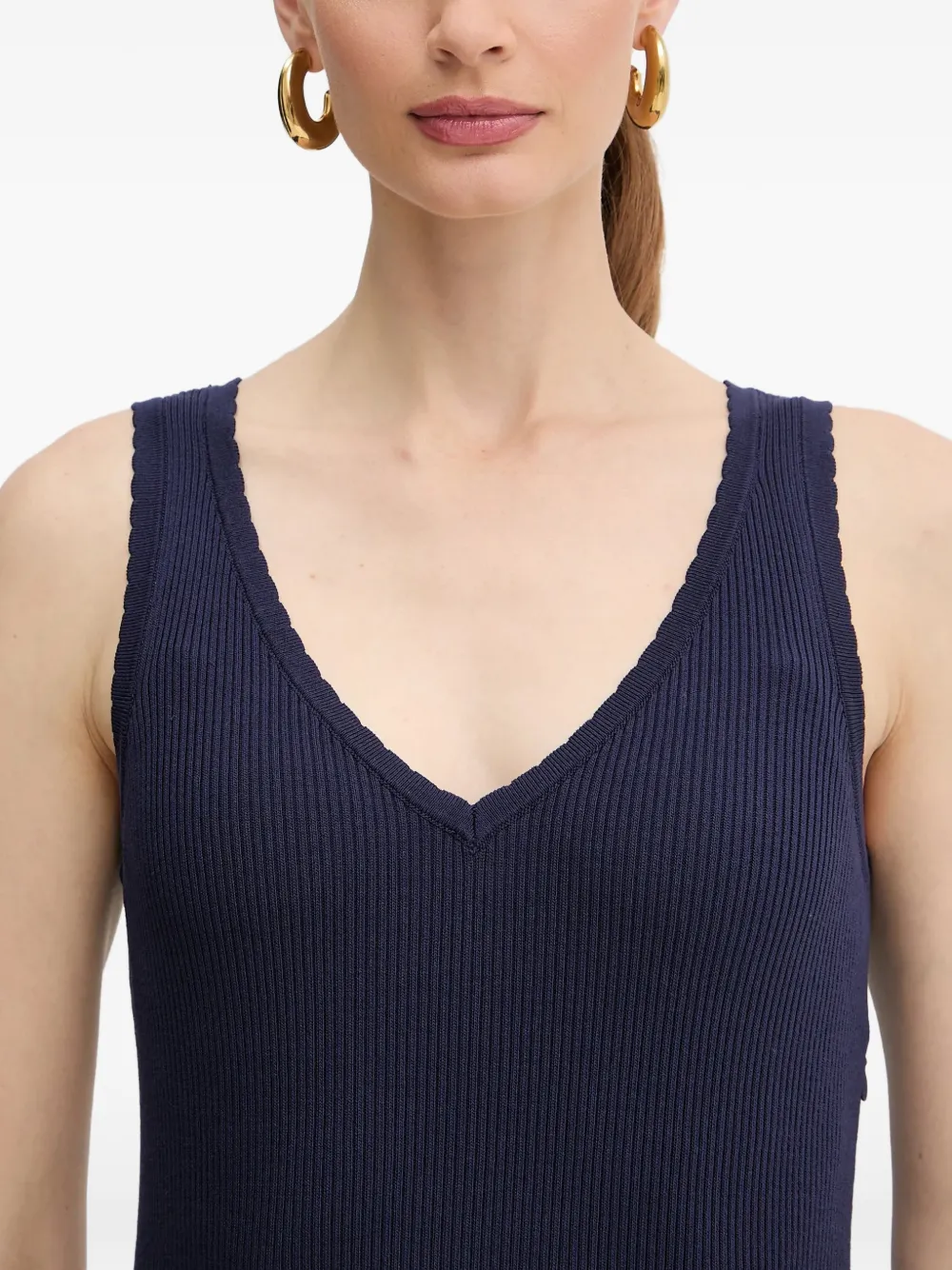 Morgan ribbed pleated midi dress Blauw